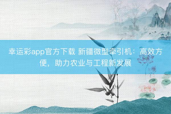 幸运彩app官方下载 新疆微型牵引机：高效方便，助力农业与工程新发展