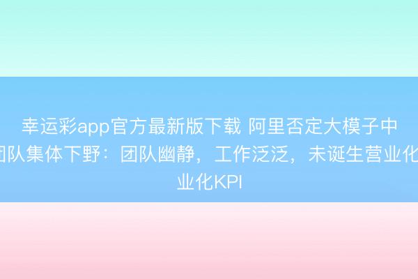 幸运彩app官方最新版下载 阿里否定大模子中枢团队集体下野：团队幽静，工作泛泛，未诞生营业化KPI